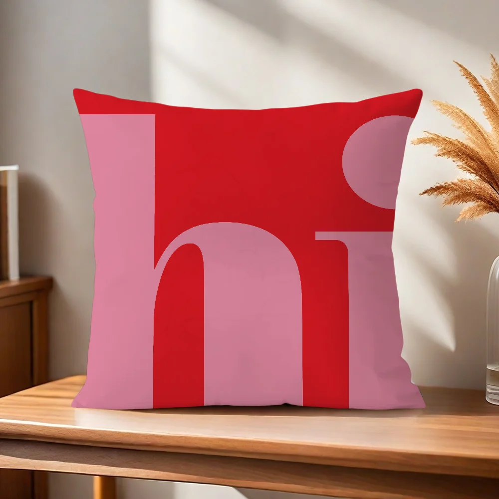 Rosa und roter Hello-Kissenbezug für Zuhause, Sofa, Wohnzimmer, Büro, Café, Auto. – Detail 4