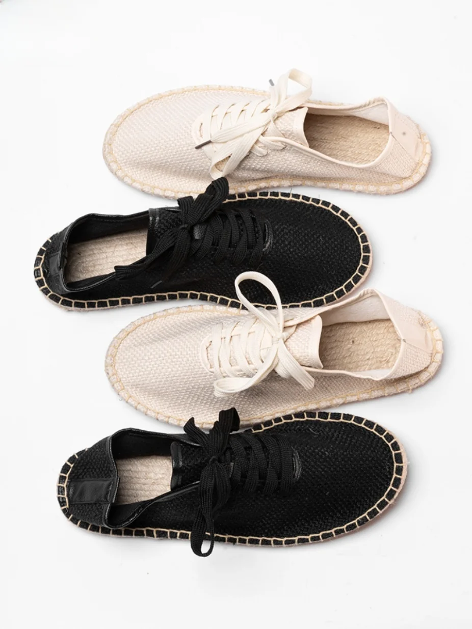 

Men's Summer Linen Slip-On Fisherman Shoes Breathable Flat Heel Ethnic Style Straw Weave Casual Cloth Shoes Comfortable All D...