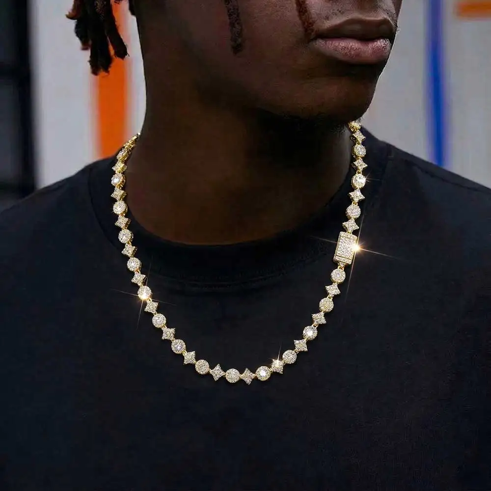 

ESKEEM New Mixed Quadrangular Star Tennis Chain Necklace Big Round Cut Iced Out Cubic Zirconia Bracelet HipHop Jewelry Men Women