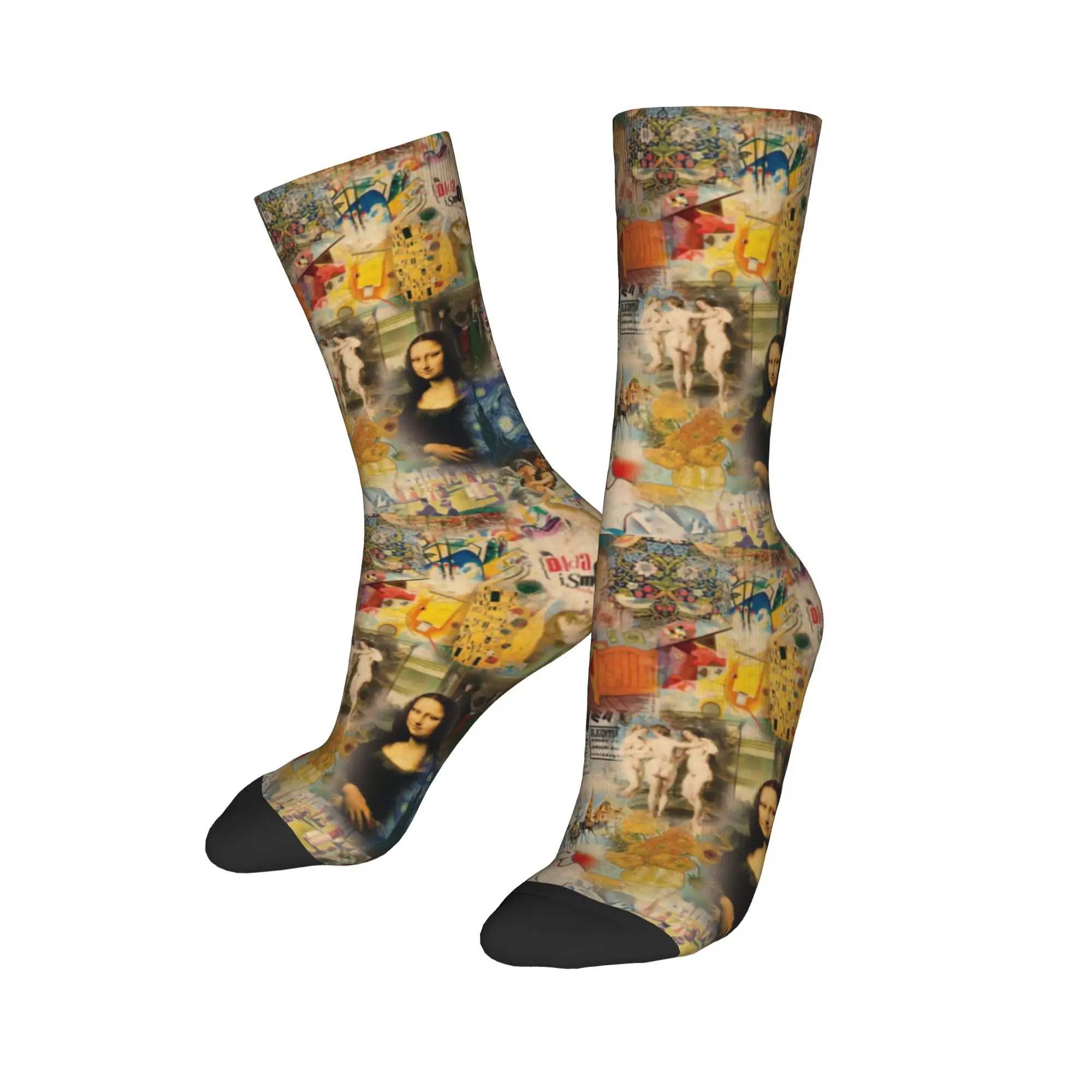 

Custom Van Gogh History of Art Mens Crew Socks Unisex Cute 3D Print Da Vinci Mona Lisa Picasso Painting Dress Socks