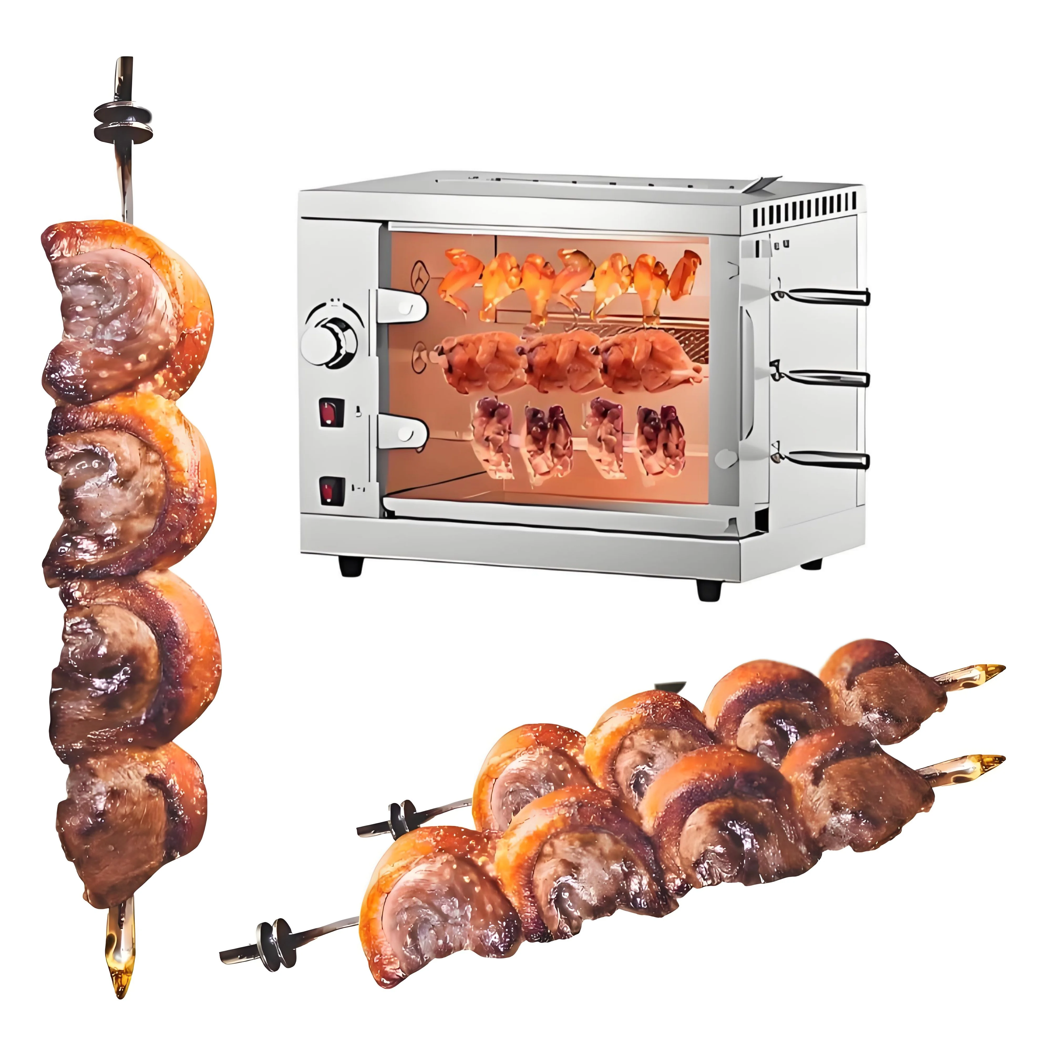 Commercial Hotel Restaurant 3-Layer Automatic Rotating Electric Gas Chicken Grill Machine Chicken Rotisserie Oven Machine