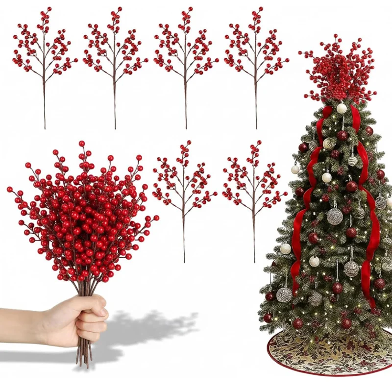 2 قطعة جذع التوت الأحمر الاصطناعي 55/70/85 سنتيمتر باقة طويلة وهمية ل شجرة عيد الميلاد الديكور ديكور المنزل هدية السنة الجديدة نافيداد