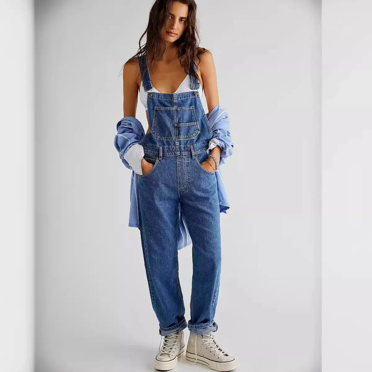 

2025 Casual Loose Denim Overalls Women Europe America