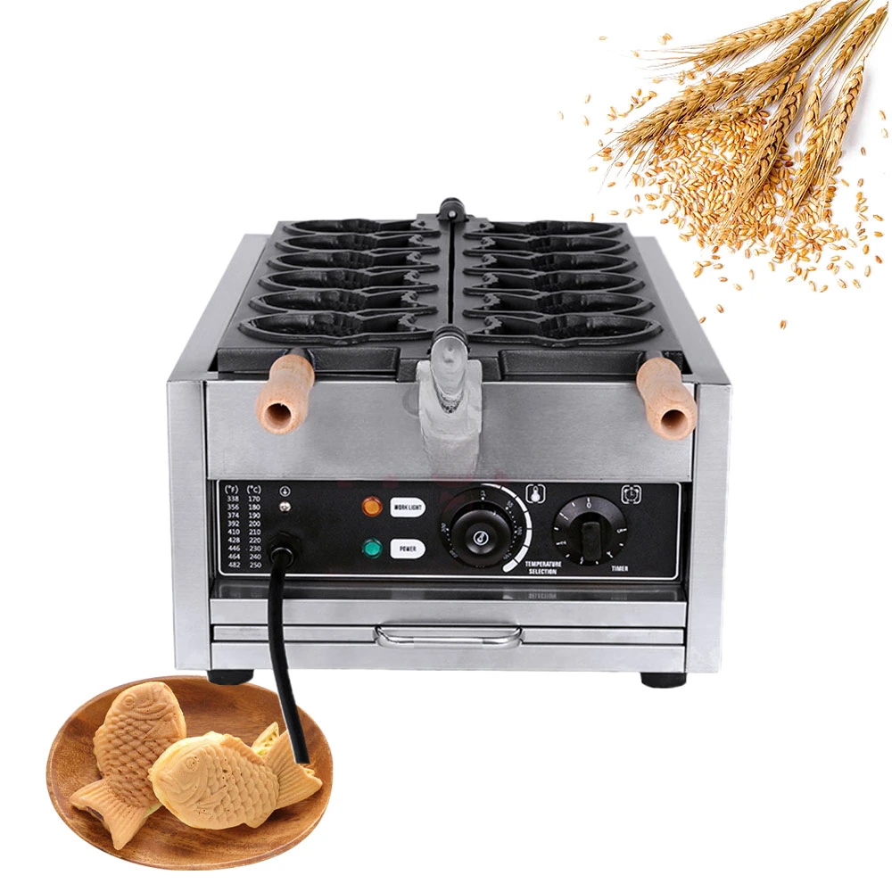 Digital Panel Double Side Heating Taiyaki Waffle Maker Fish Shape Waffle Cake Making Machine