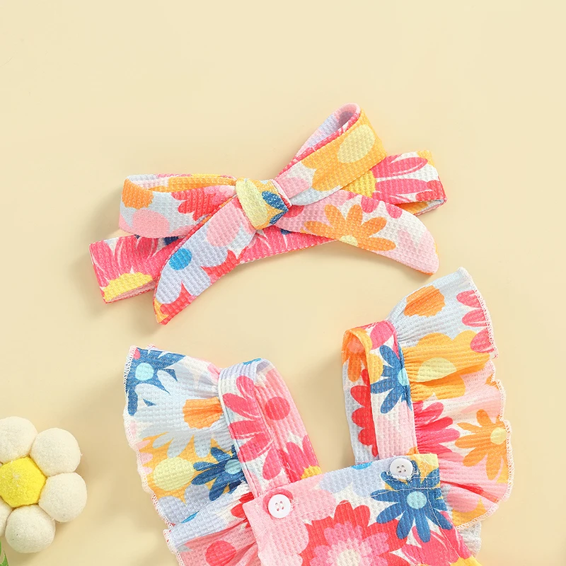 Newborn Baby Girl Clothes Ruffle Sleeveless Floral Bubble Romper 3 6 12 18 Month Girl Clothes Summer