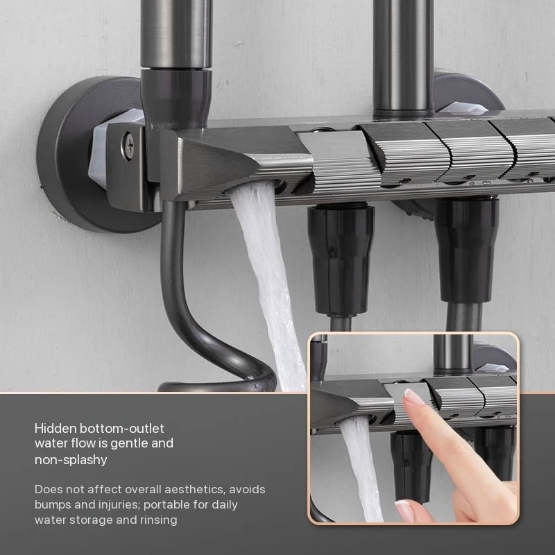 Grey Chrome Bathroom Shower Faucet Set Wall Mounted Shower Column Taps Rainfall Shower Mixer Crane Bidet Shower Piano Style view 4