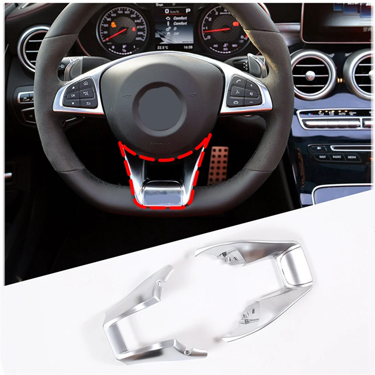 Steering Wheel Lower Trim Cover for Mercedes Benz A B C E Class W177 W247 W213 W205 CLA GLB AMG 2015-2018 Accessories