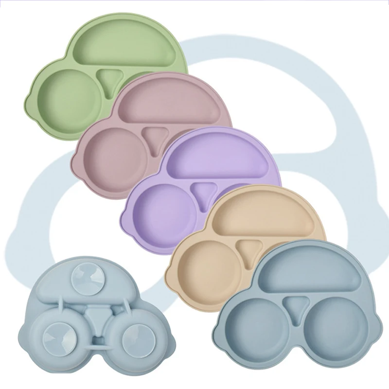 Assiette à manger en silicone avec ventouse pour bébé, dessin animé, plats pour enfants, alimentation, tout-petit, entraînement, britannique, rétro,