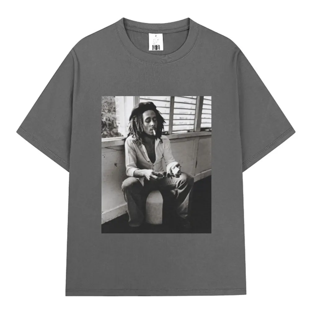 Reggae Music Originator Bob Marley T Shirt Men Vintage Gothic T-shirt Cotton Casual Oversized Short Sleeve T-shirts Streetwear