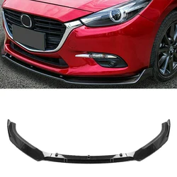 Front Bumper Spoiler Lip For MAZDA 3 Axela Mazda3 2014-2018 Carbon Fiber Look/Gloss Black Lower Guard Plate Splitter Board Blade