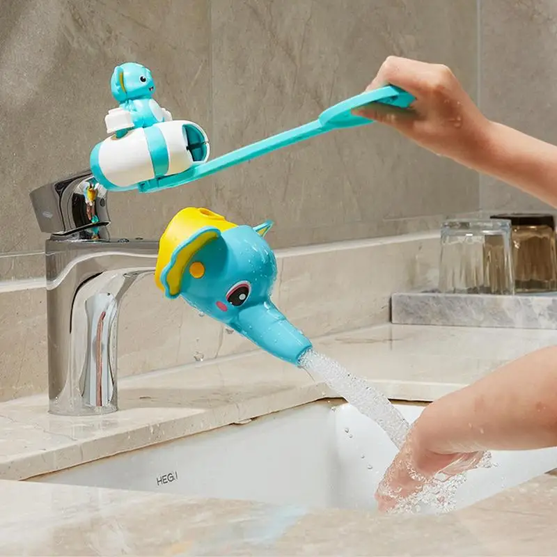 Cute Elephant Smooth Water Tap Handle and Nozzle Extender Waterproof Bathroom Sink Faucet Extender for Kids Boys and Girls