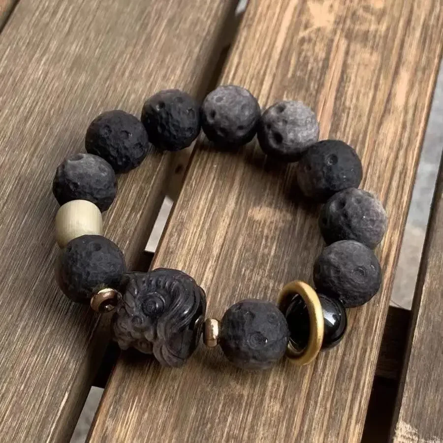 Dragon Year's Birth Year Obsidian Bracelet Meteorite Couple Bracelet Male Xingshi Lucky Beads Fortune Gift for Boyfriend