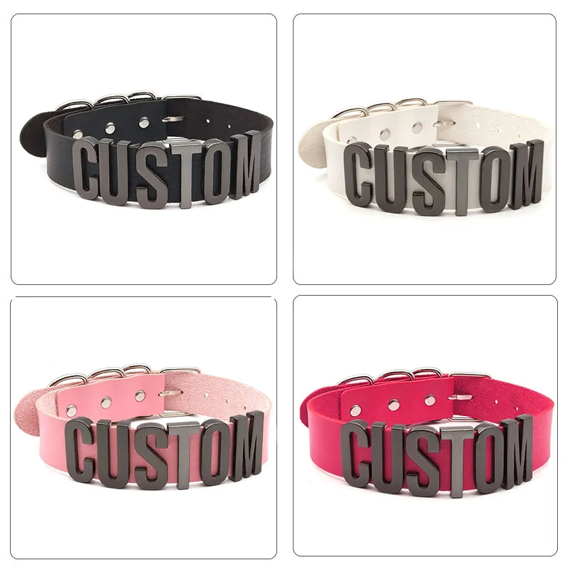 Punk Customized Black Letters HOTWIFE Choker Collars Personalized Custom Name Necklace Women Men Sexy Cosplay Party Jewelry