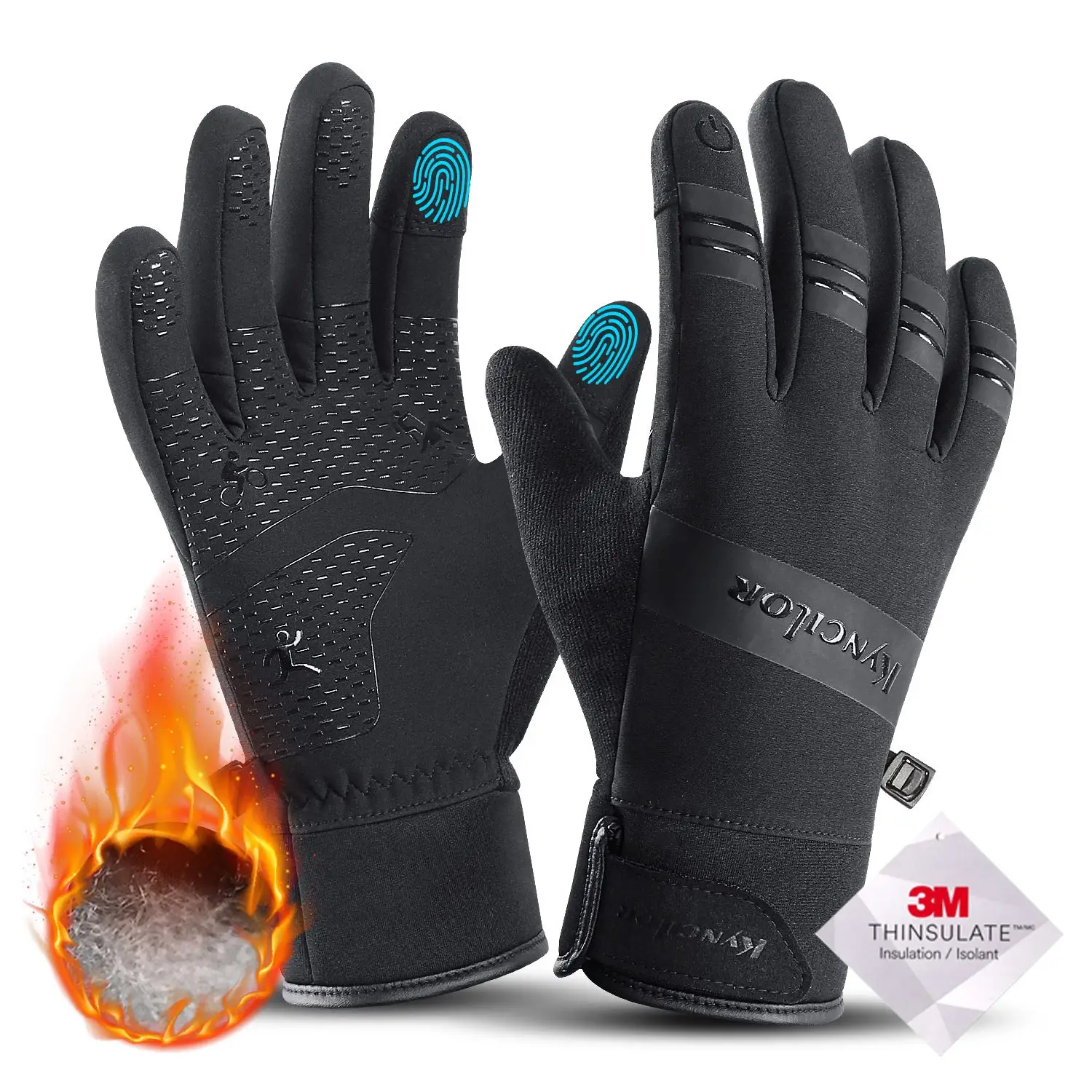 3M Gloves Black Waterproof Winter Warm Cycling Outdoor Sports Running Riding Motorcycle Ski Touch Screen Snowboard Gloves Men