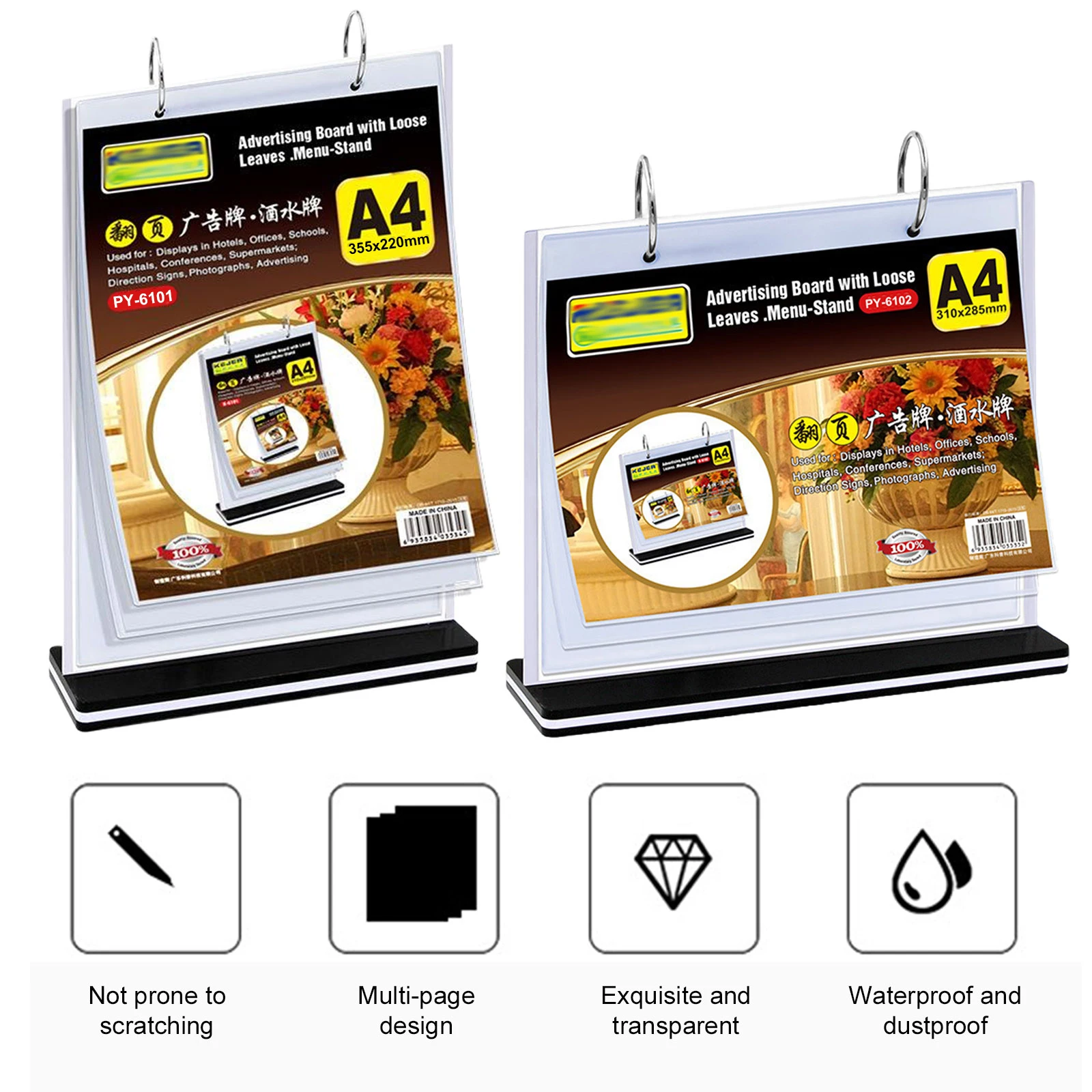 2pcs Table Menu Stand Acrylic Sign Holder Desktop Double Display Holder for Picture Card Store Office Menu Retail Show