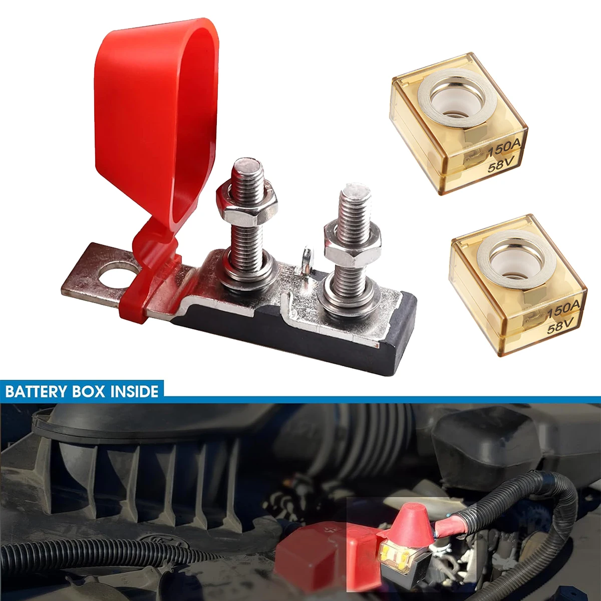 Sicherungsblock mit zwei Anschlüssen, 30–300 AMP, Marine-Batteriesicherung, MRBF-Sicherungshalter (doppelte Sicherung)