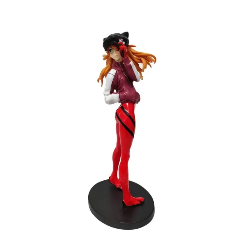 Neon Genesis Evangelion 2D anime figure Asuka sportswear cat ear hat chassis desk decoration bedroom table placement boys gift