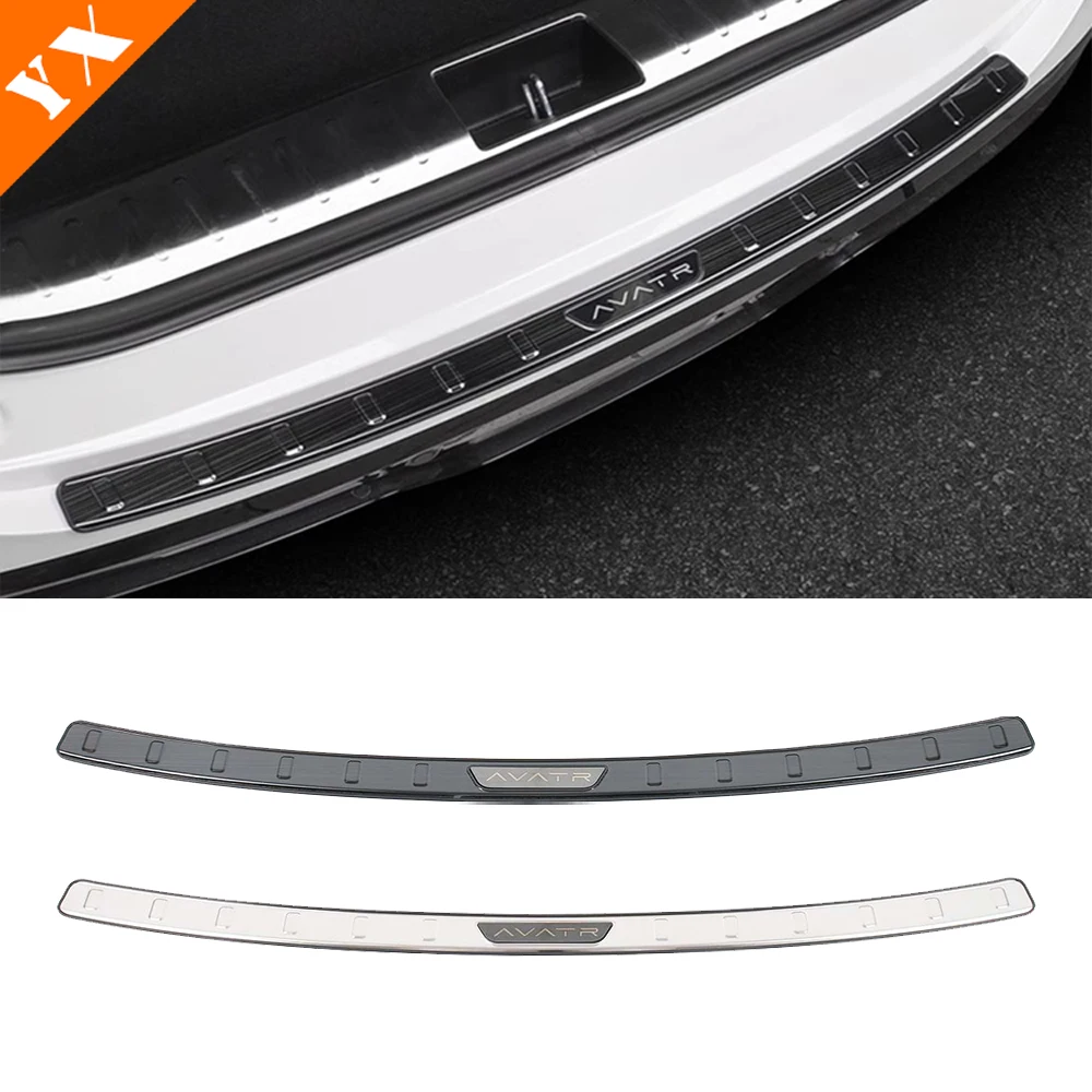 For Changan AVATAR 12 2023-2024 Black Exterior Car Accessories Rear Trunk Protector Plate Anti Hit/Dust Sill Cover Stainless