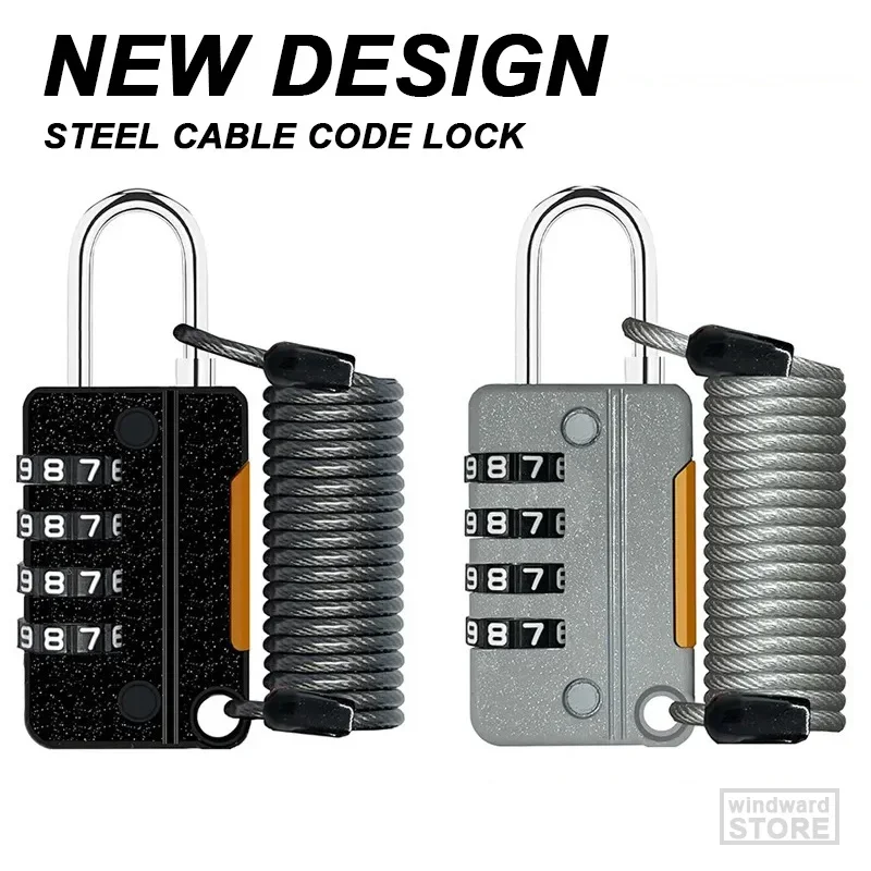 Zinc Alloy Password Cable Lock Motorcycle E-bike Scooter Bicycle Helmet Lock Anti-theft Steel Cable Box Cabinet Door Padlock