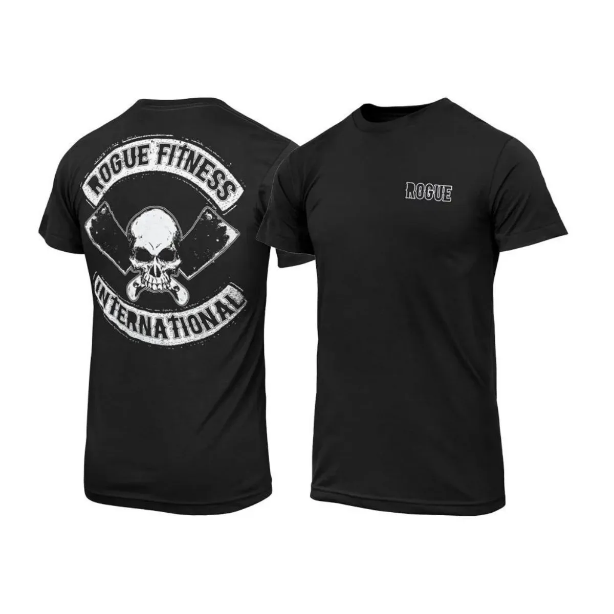 تي شيرت رجالي جديد من Rogue Gym مريح وقابل للتنفس برقبة دائرية مع نمط أبجدي مطبوع للياقة البدنية في الهواء الطلق كاجوال