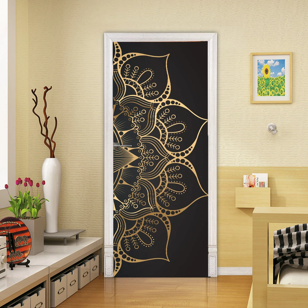 Retro Self-adhesive Vinyl Decal Wooden Iron Door Wallpaper vinilos para puertas de madera Modern Art Room Door Decor Sticker