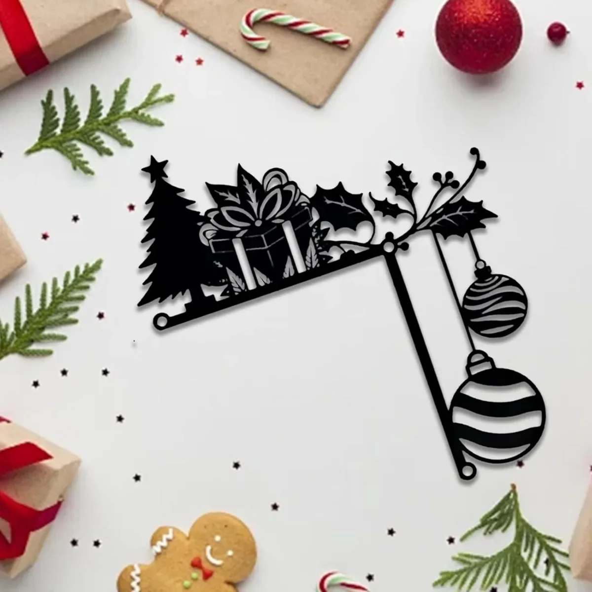 1PC Metal Christmas Door Frame Decoration Festive Top Corner Sign Durable for Extended Use