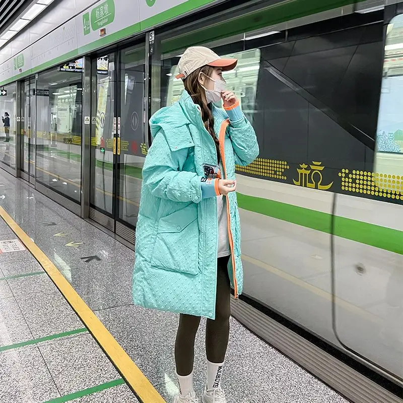 Winter Clothes Mid-length Puffer Jacket Women Warm Parka Hooded Quilted Jacket Long-sleeved Outerwear Windproof Trench Coat