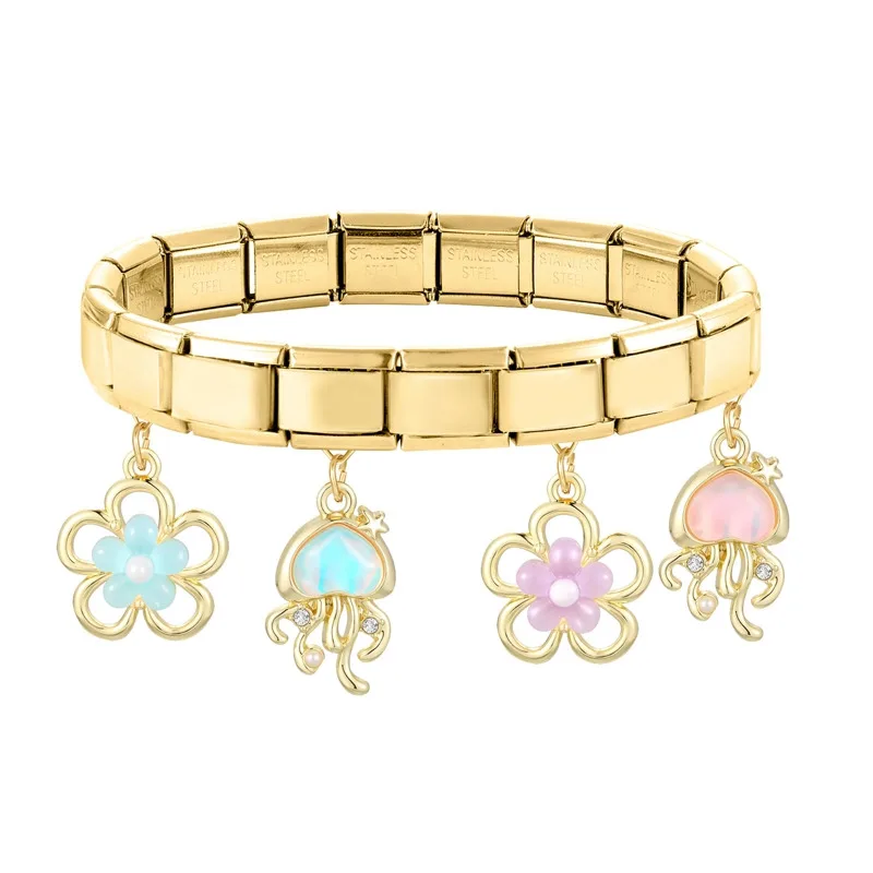 نجمة الكرز ذيل السمكة القمر القط باو قنديل البحر قلادة الإيطالية سحر ربط الفولاذ المقاوم للصدأ صالح 9 مللي متر سوار المرأة DIY بها بنفسك صنع المجوهرات #1