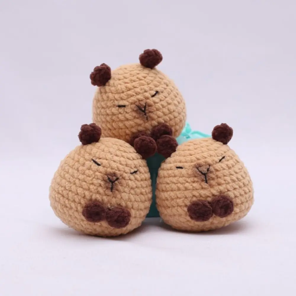 Cute Handmade Capybara Bag Pendant Cartoon Hanging Decoration Knitted Doll Keychains Crochet Handbag Decor Gifts