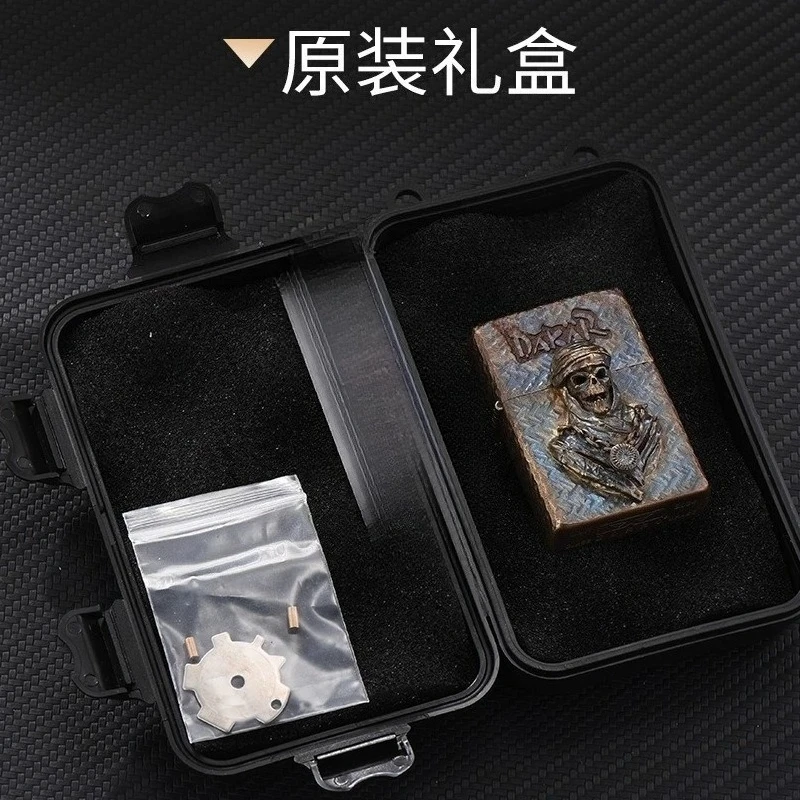 Zoro Original Copper Handmade Relief Kerosiene Grinding Wheel Lighter for Men's Fashionable High-end Gift Cigarette Lighter - Image 4