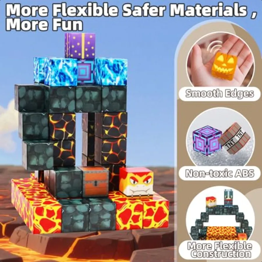 Bloques magnéticos 100 Uds. Bloques de construcción magnéticos bloques magnéticos construyen juguetes de apilamiento mundial 3D juguetes educativos sensoriales STEM regalos S