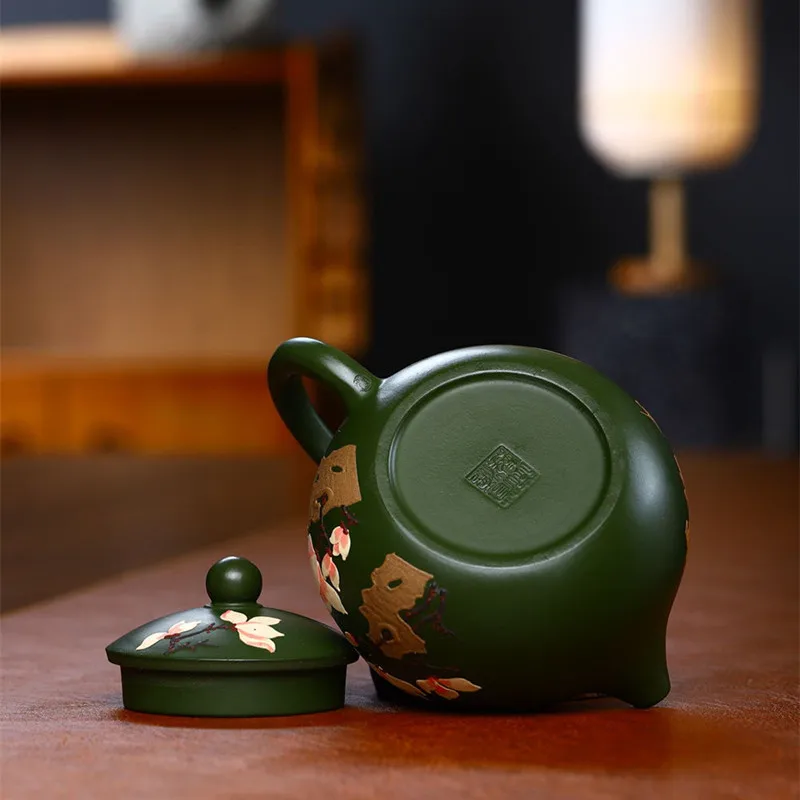 300ml Classic Yixing Purple Clay Tea Pot Green Mud Xishi Teapot Household 9 Hole Filter Teaware Chinese Zisha Tea Infuser