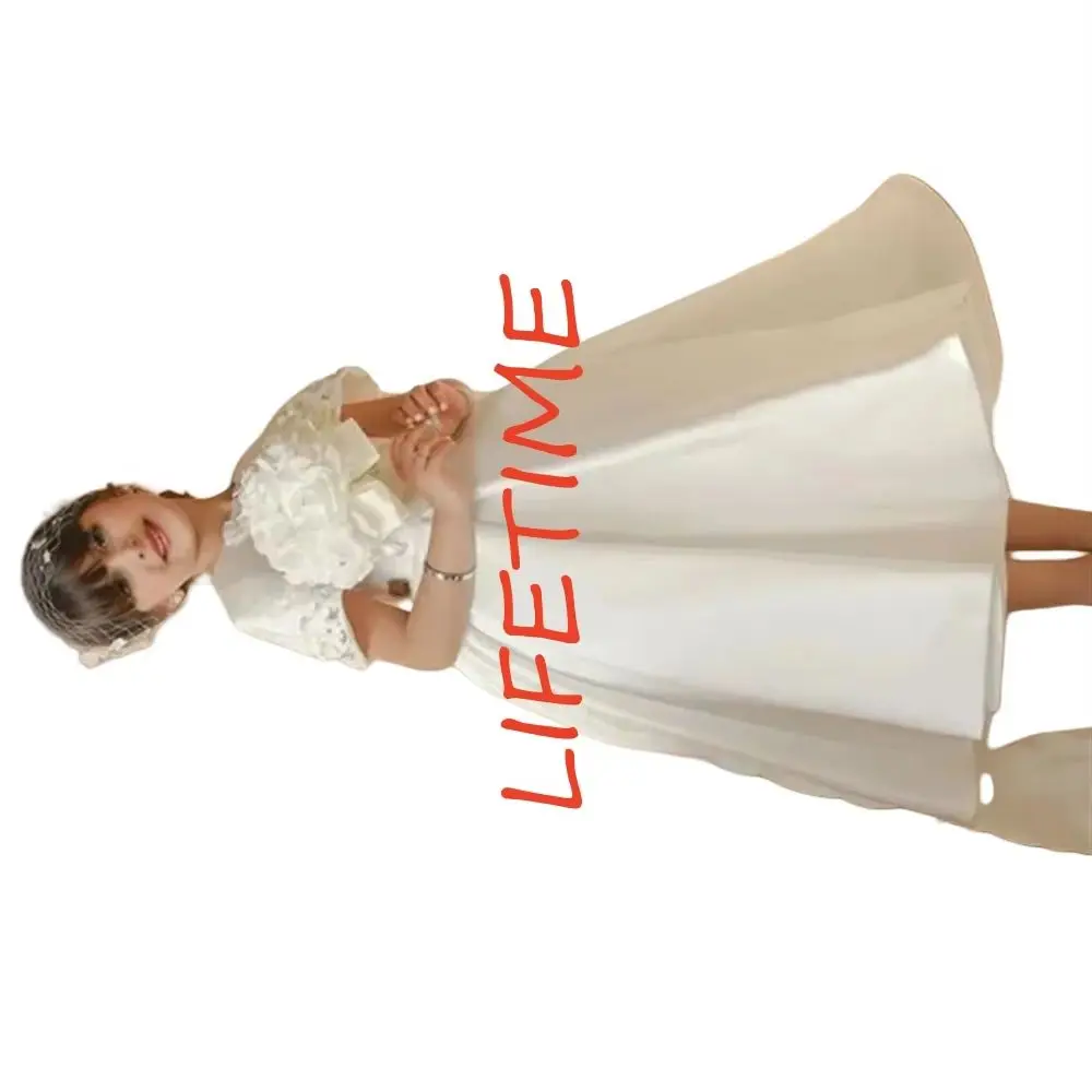 

CustomizedCustomized Satin Flower Girl Dresses For Wedding Crystal Shawl Elegant Princess First Communion Quinceanera Formal Eve