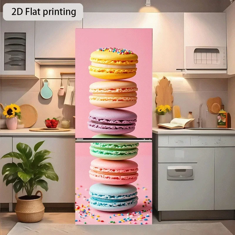 Refrigerator Sticker Rainbow Macaron Tower Themed Design Wall Decal Self-Adhesive Wallpaper Suitable for Cabinets and Wardrobe - view 5