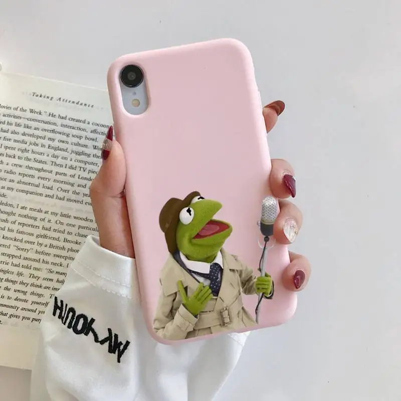 Kermit-funda de teléfono the frog para iPhone, carcasa de Color caramelo sólido, para 11, 12, 13, Mini Pro, Xs Max, 8, 7, 6, 6S Plus, X, XR