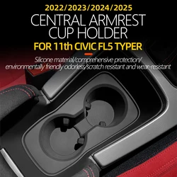 For 2022-2025 Honda Civic FL5 Silicone Adhesive Cup Cover Center Control Anti slip and Leak proof Cup Mat Automotive Interior