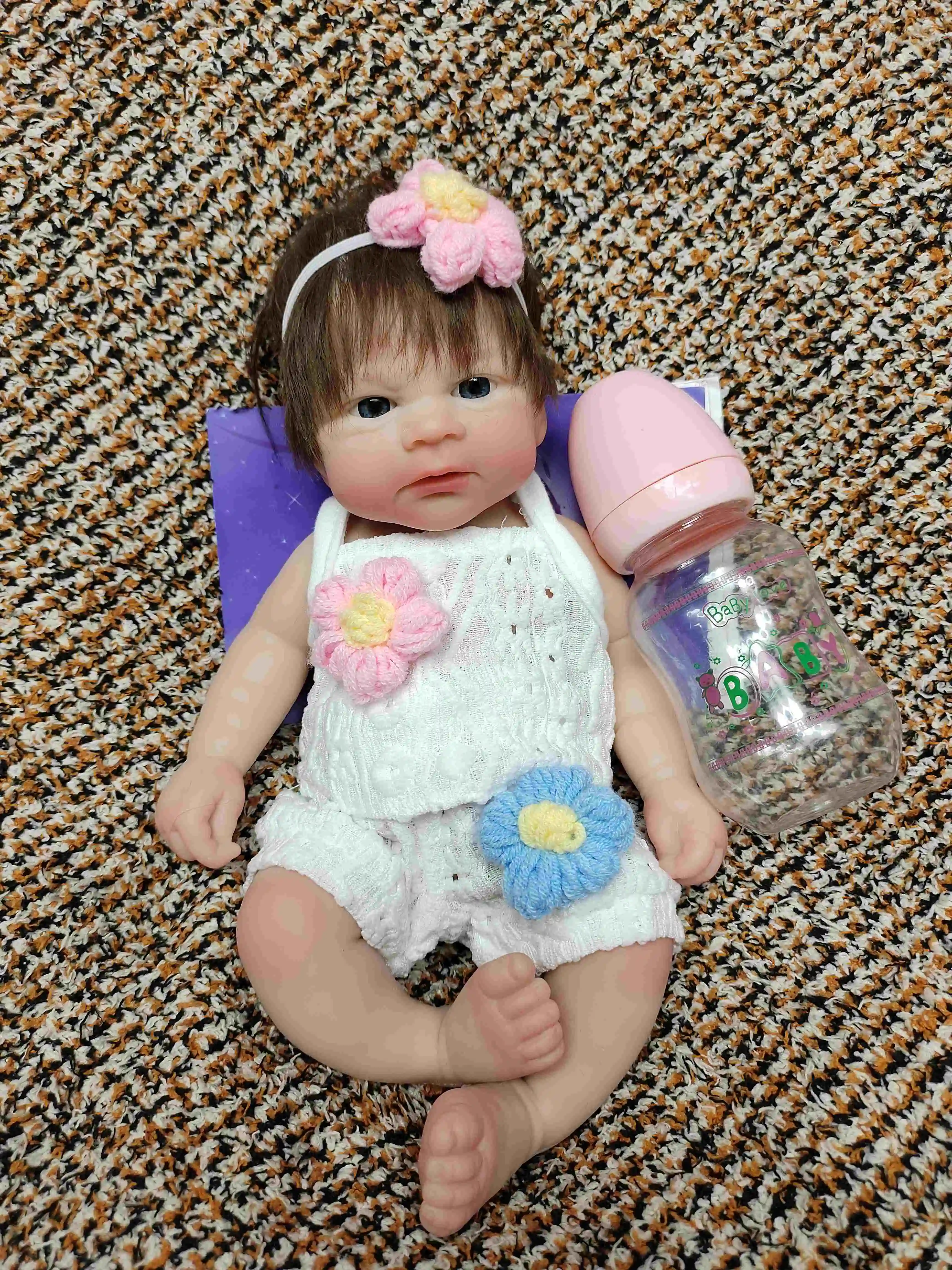 13‑Inch Full Silicone Collectible Doll, Open Eyes Design, Lifelike Realistic Texture, Flexible Poseable Body for Display
