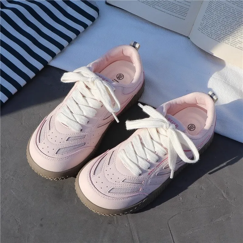 

Autumn New Thick Soled Women's Training Shoes Solid Color Flat Bottomed Mesh Breathable Sneakers Women's Shoes Zapatos De Mujer