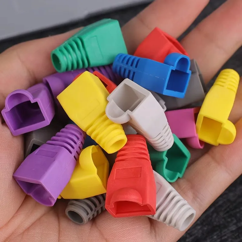 100/1Pcs Mixed Color CAT5E CAT6 RJ45 Ethernet Network Cable Strain Relief Boots Cable Connector Plug Cover Cap Protective Sleeve