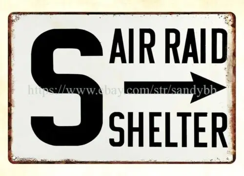 AIR SHELTER metal tin sign plaque outdoor wall art