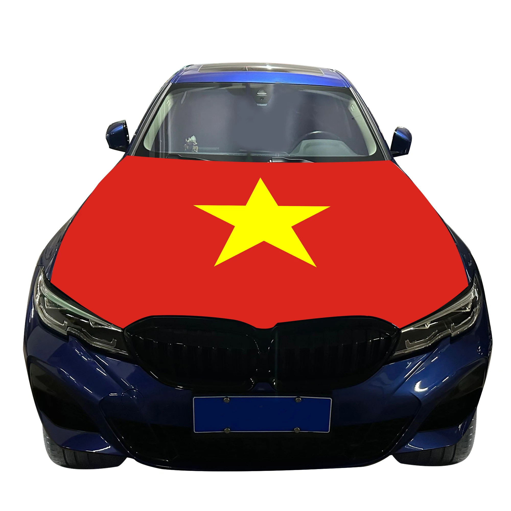 

Vietnam Car Hood Cover Flag Universal Size Elastic Polyester 120x150cm for Car Decor