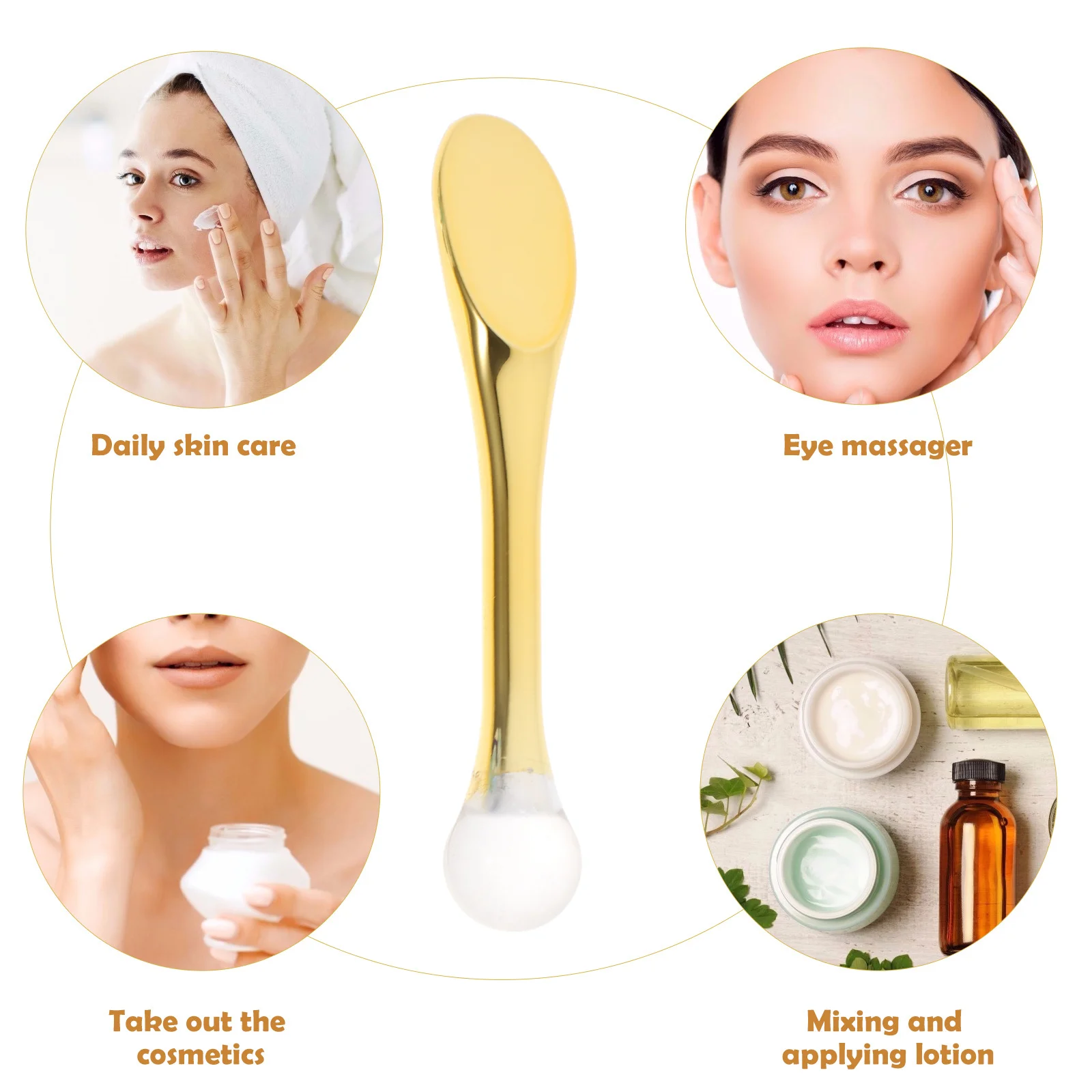 6pcs Face Spoon Golden Dual-Ended Eye Massage Stick For Cream Scoop Facial Cream Spoon Care Tool Salon Spatula