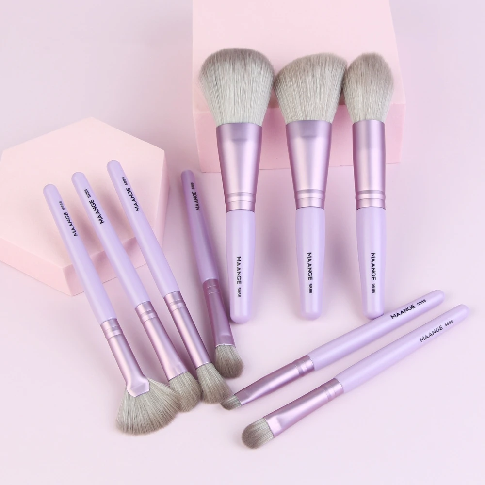 Set di pennelli per trucco Kit 9 pezzi di pennelli per trucco professionale per capelli sintetici naturali neri di alta qualità