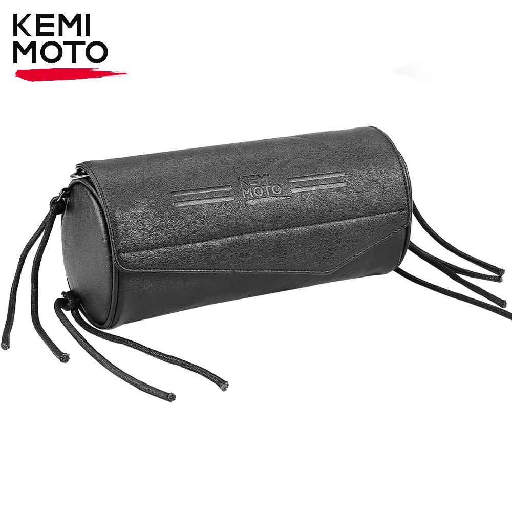 Motorcycle Fork Bag PU Motorcycle Handlebar Tool Bag Roll Barrel Sissybar Bag Universal for Sportster Softail Dyna Storage Pouch