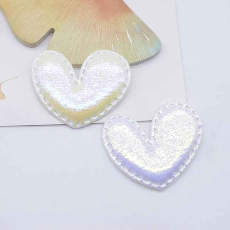 30Pcs 43*35mm Glitter Heart Applique Padded Patches for Clothes Hat Crafts Sewing Supplies DIY Headwear Hair Clips Bow Decor