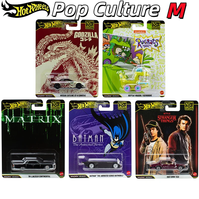 

New Hot Wheels Pop Culture M Series 1/64 Nissan Skyline Stranger Things BMW Lincoln Alloy Die-Cast Car Model Collection Boy Gift
