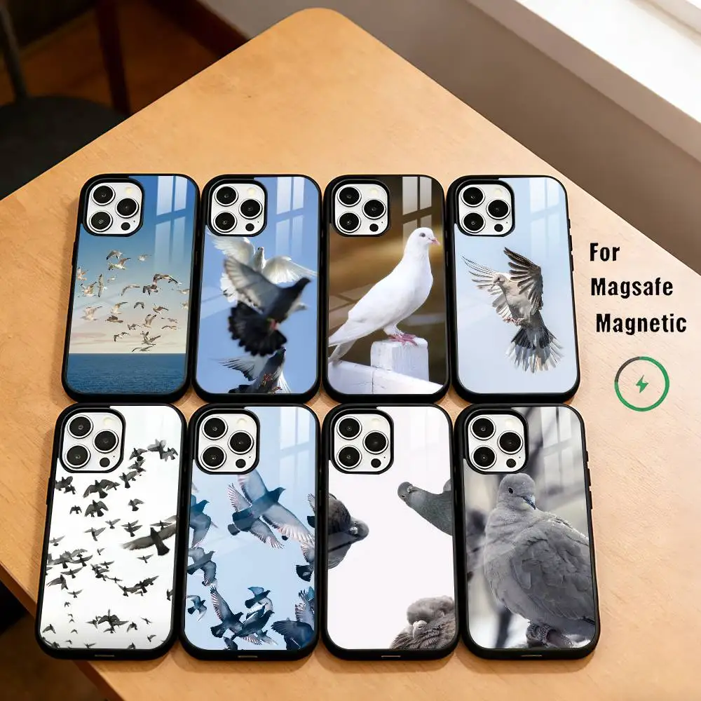 

Pigeons Doves Bird Birds Flock Phone Case For iPhone17,16,15,14,13,12,11 Plus,Pro Magnetic with Magsafe Wireless Charging