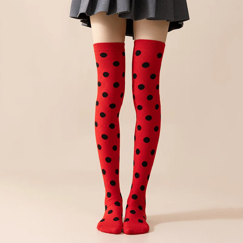 Masquerade decoration props socks performance party cos seven-star ladybug red and black polka dot socks polka dot stockings