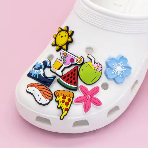 1/25pcs Pink Flower Heart Watermelon Shoe Charms Airplane Ticket Luggage Shoe Decoration Pins  for Women Pizza Banana Clog Jeans - Image 6