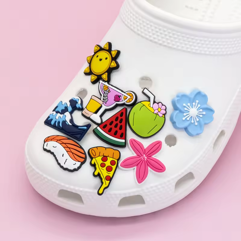 1/25pcs Pink Flower Heart Watermelon Shoe Charms Airplane Ticket Luggage Shoe Decoration Pins  for Women Pizza Banana Clog Jeans - Image 6